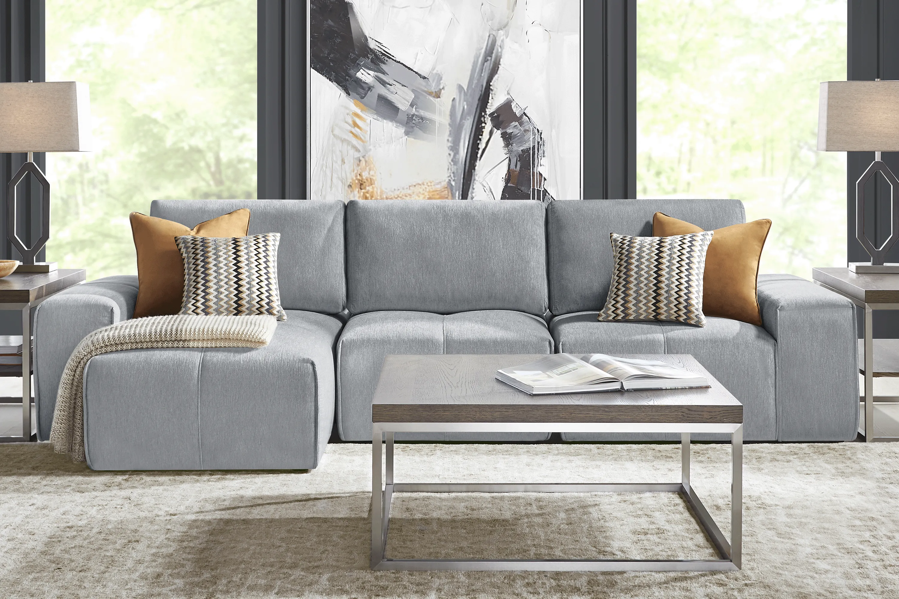 Laney Gray 6 Pc Sectional Living Room - Thumbnail - Image 1