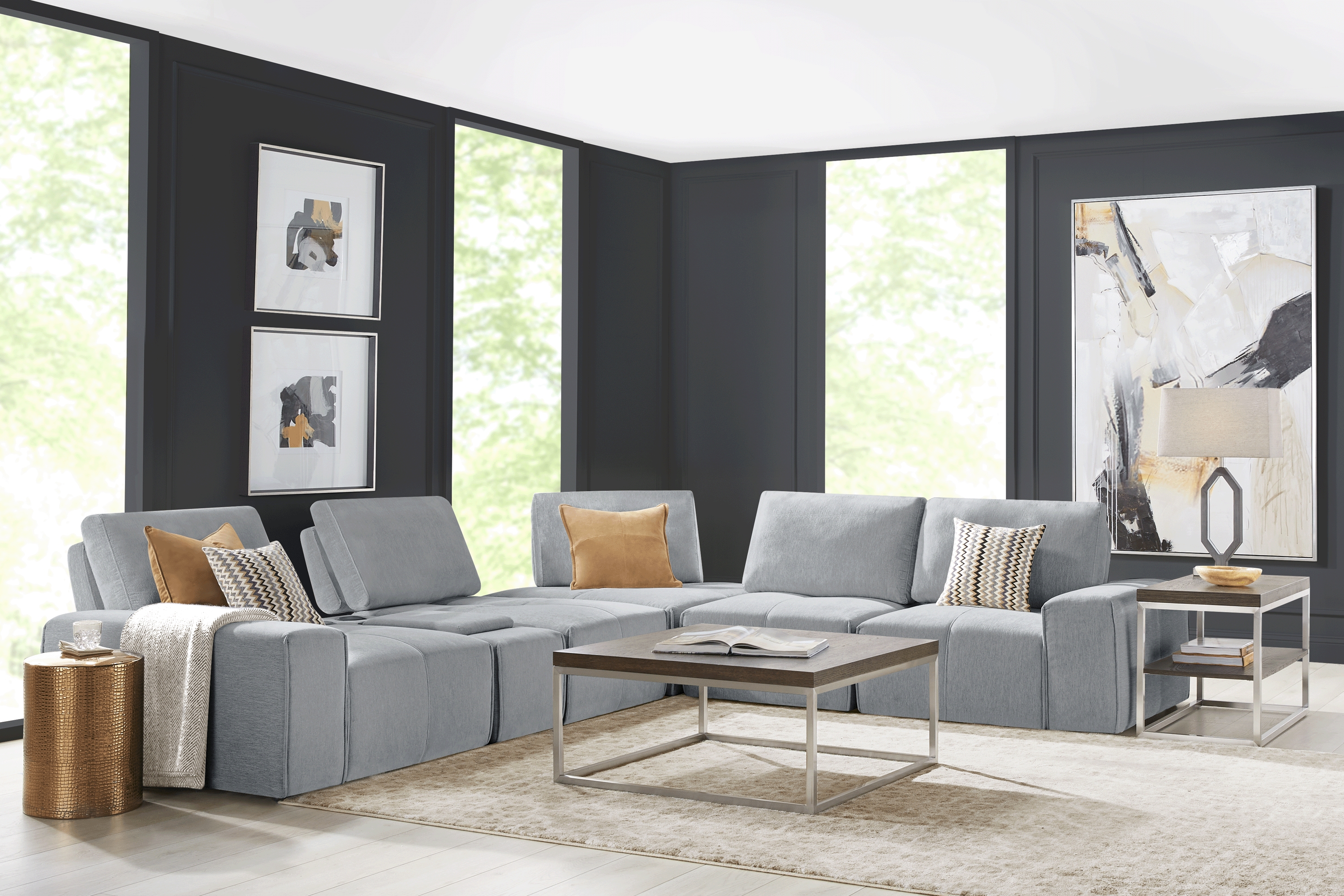 Laney Gray 6 Pc Sectional - Thumbnail - Image 2