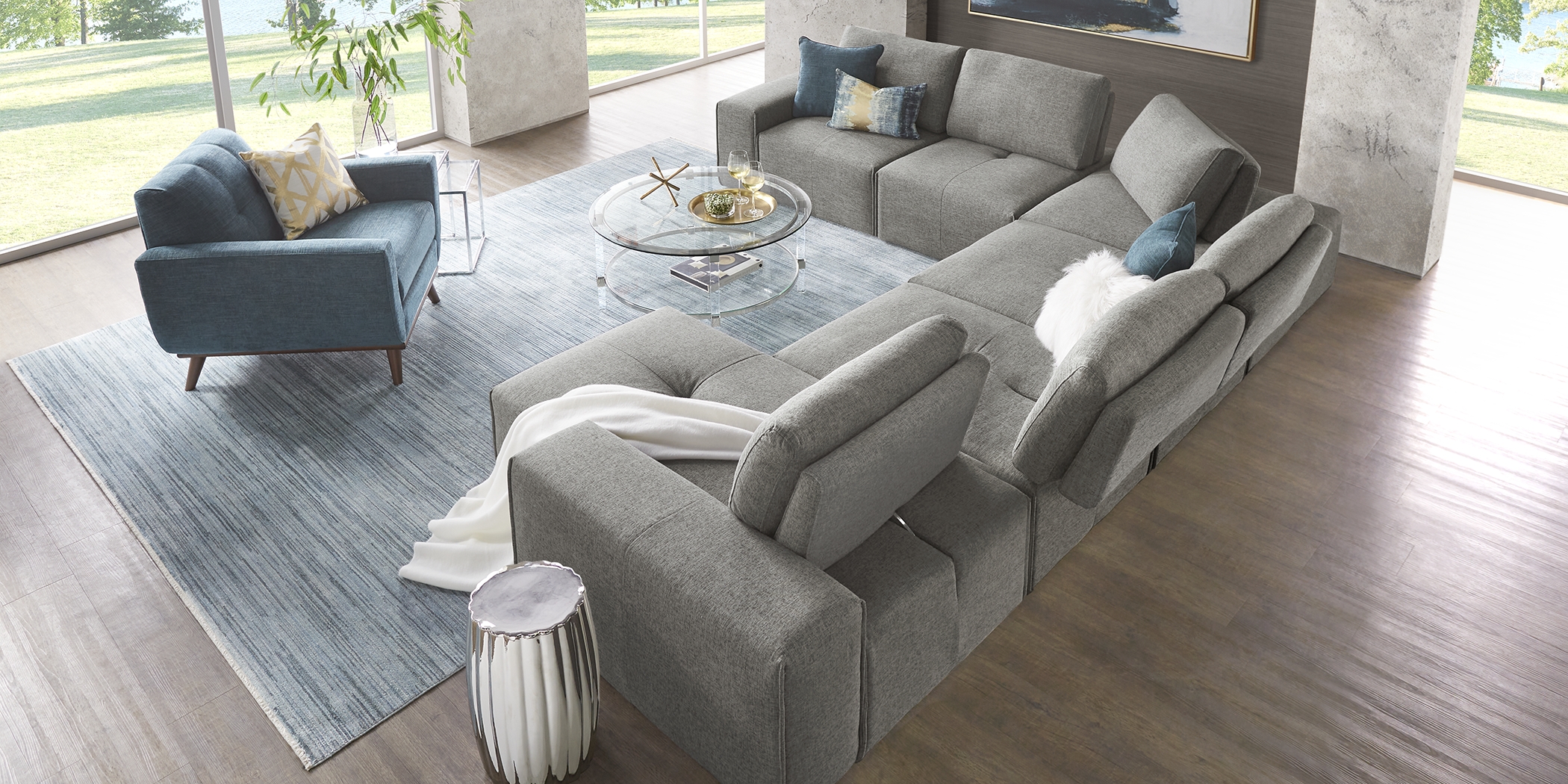 Laney Park Dark Gray 9 Pc Sectional Living Room - Thumbnail - Image 3