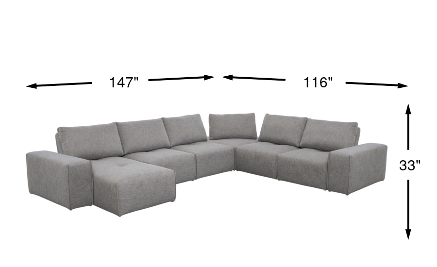 希少カラー　ennoy PADDED SETUP (GRAY) Laney Park Dark Gray Textured 6 Pc Left Arm Chaise Sectional