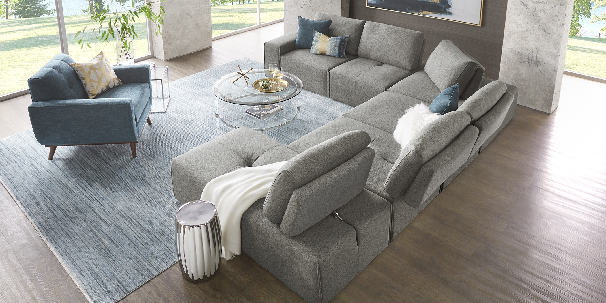 Laney Park Dark Gray 6 Pc Sectional - Thumbnail - Image 3