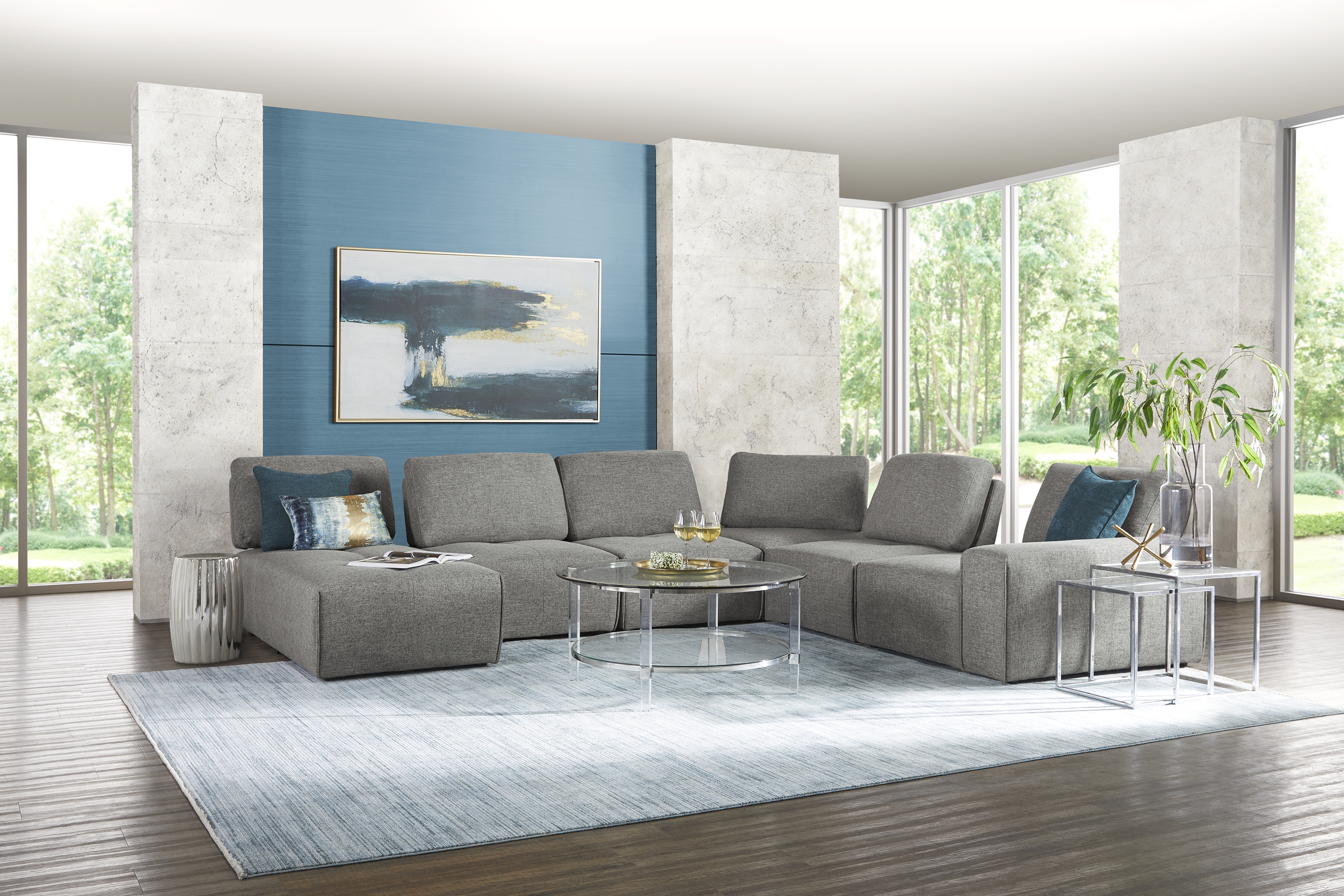 Laney Park Dark Gray 6 Pc Sectional - Thumbnail - Image 2