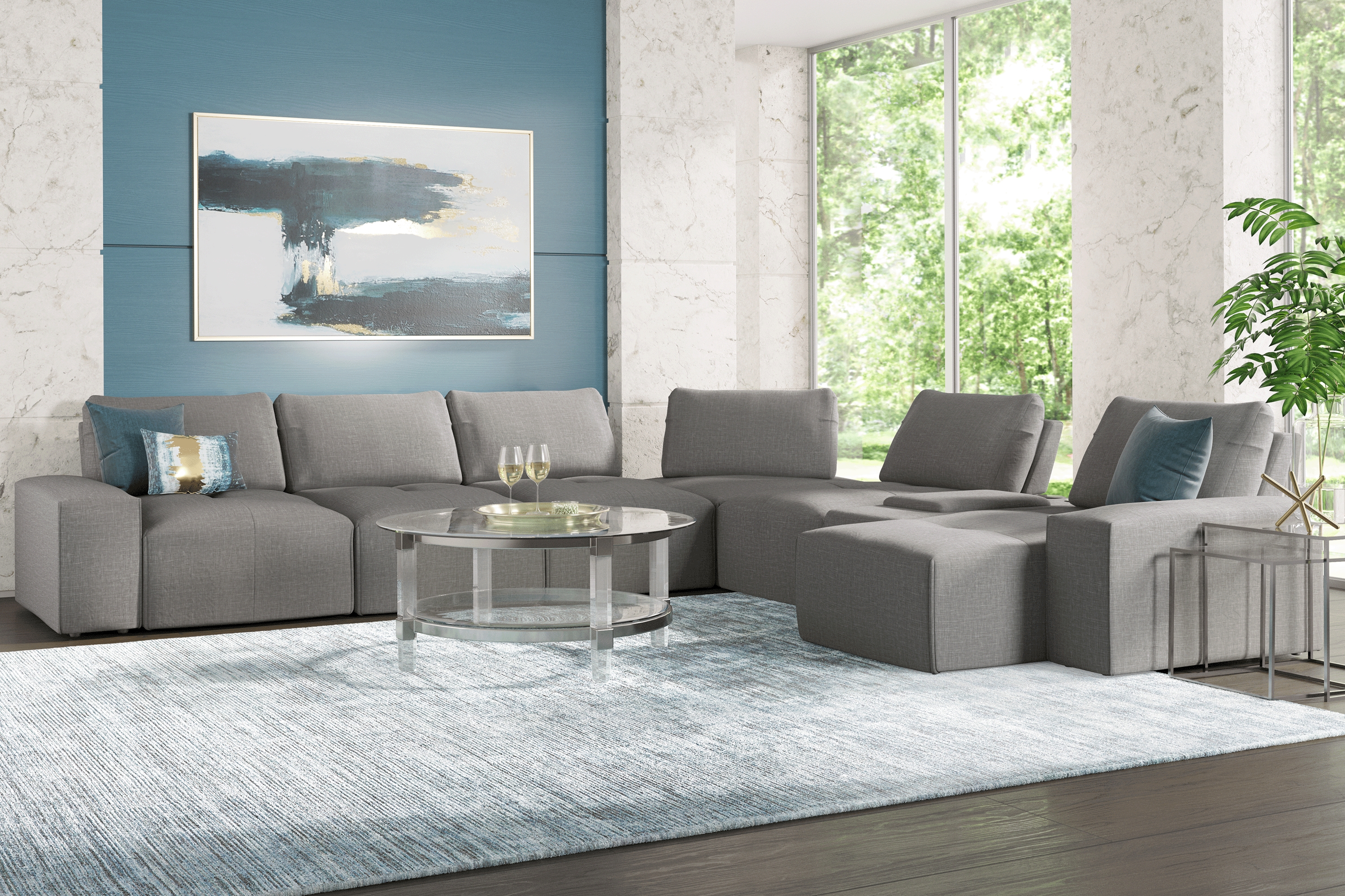 Laney Park Dark Gray 7 Pc Sectional - Thumbnail - Image 2