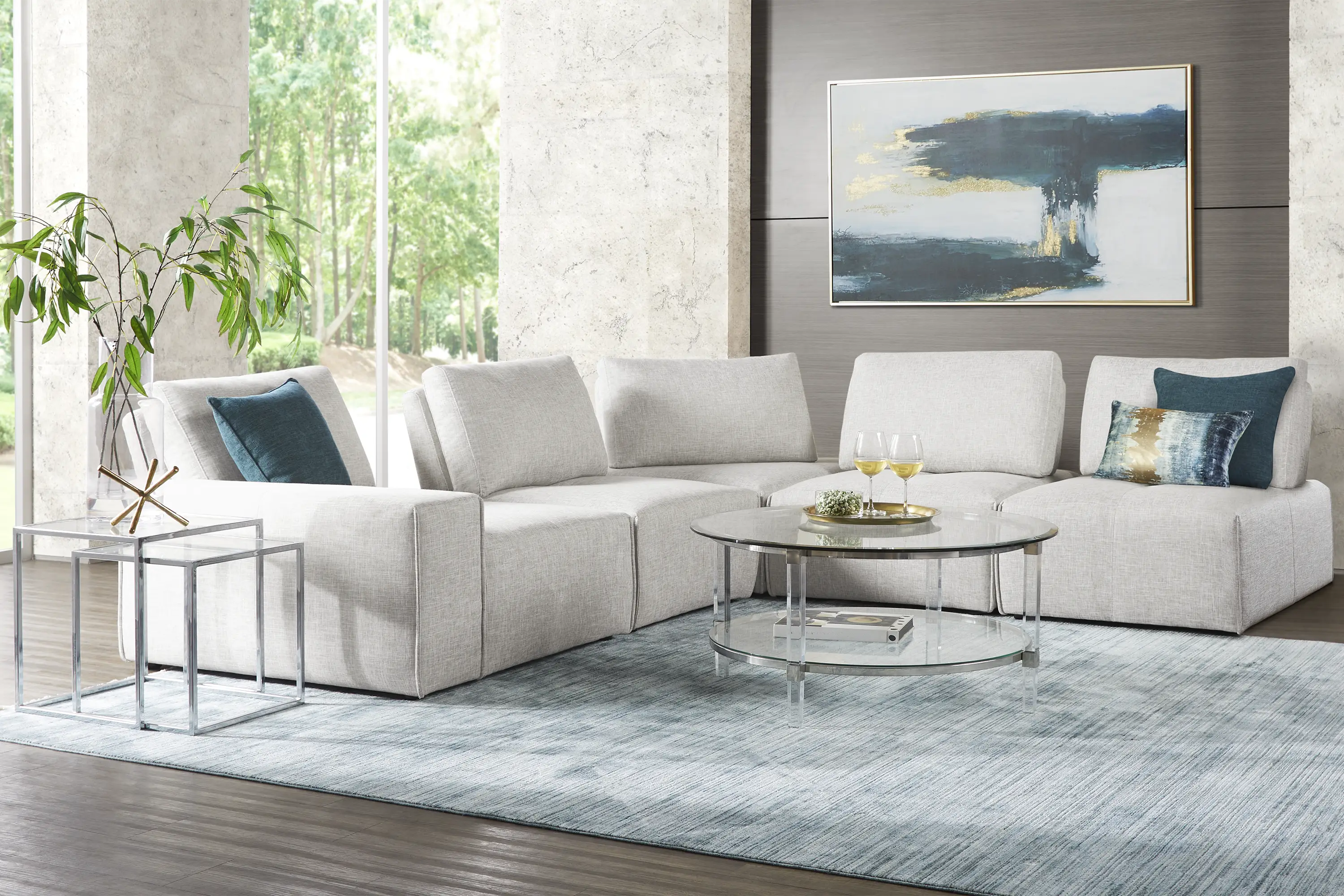 Laney Park Light Gray 5 Pc Sectional - Thumbnail - Image 1