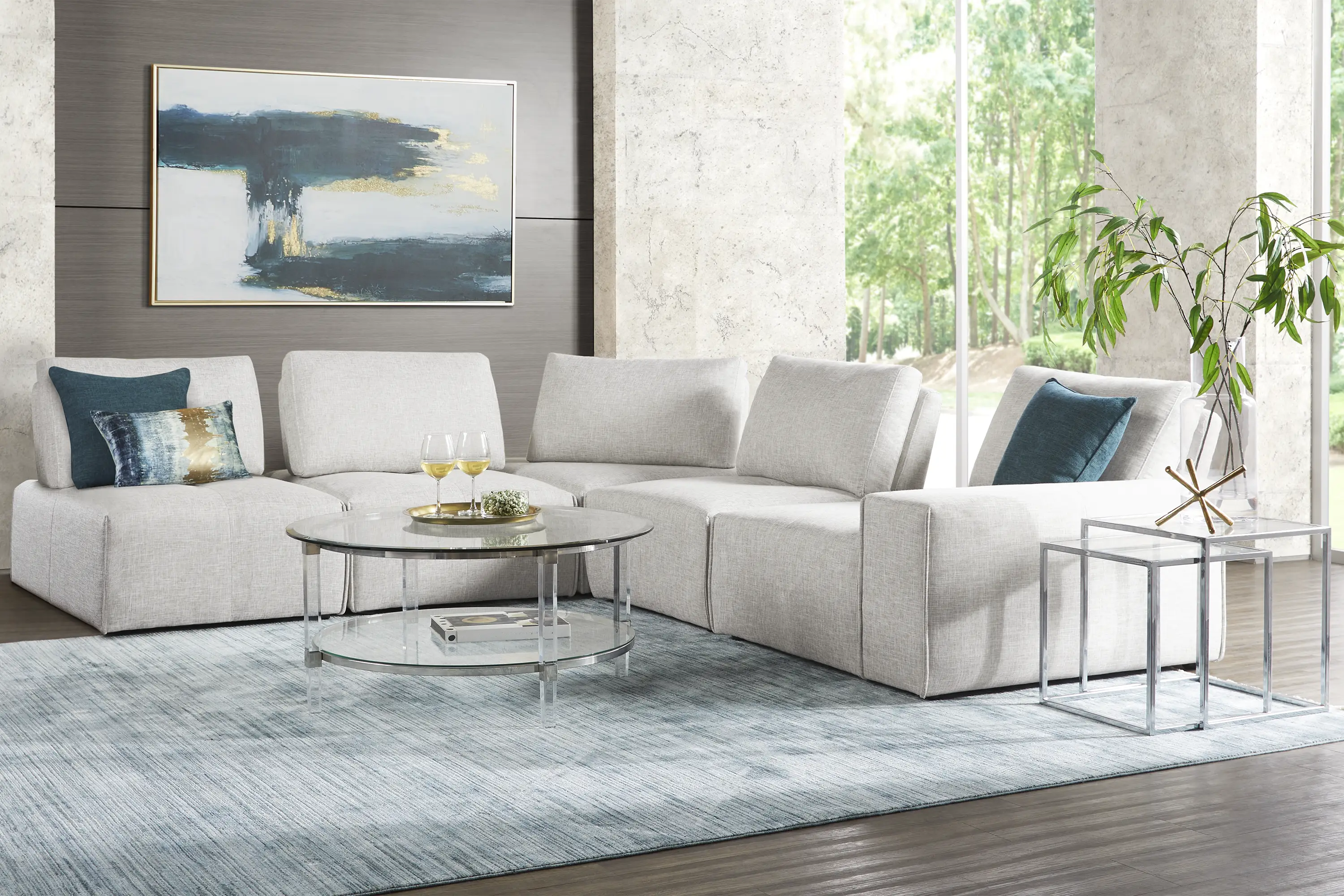 Laney Park Light Gray 5 Pc Sectional - Thumbnail - Image 1