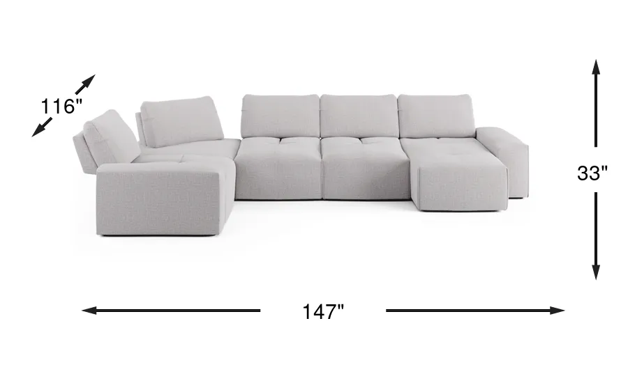 Laney Park Light Gray Textured 6 Pc Right Arm Chaise Sectional
