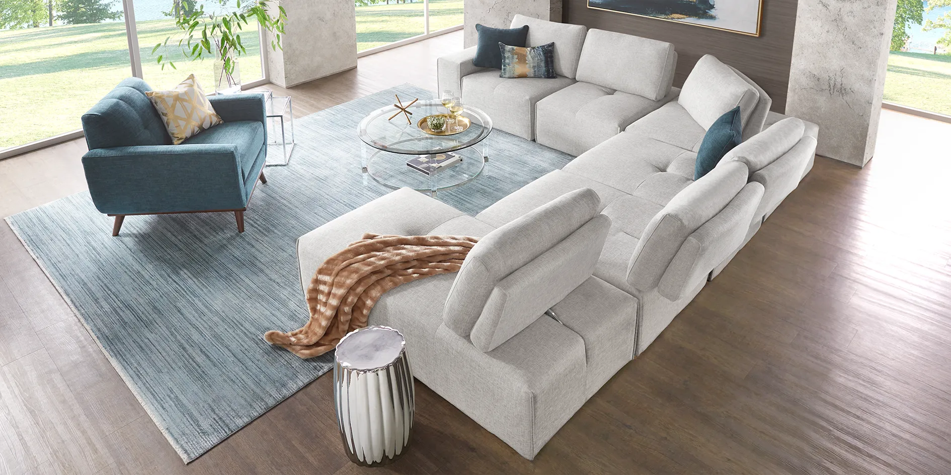 Laney Park Light Gray 9 Pc Sectional Living Room - Thumbnail - Image 2