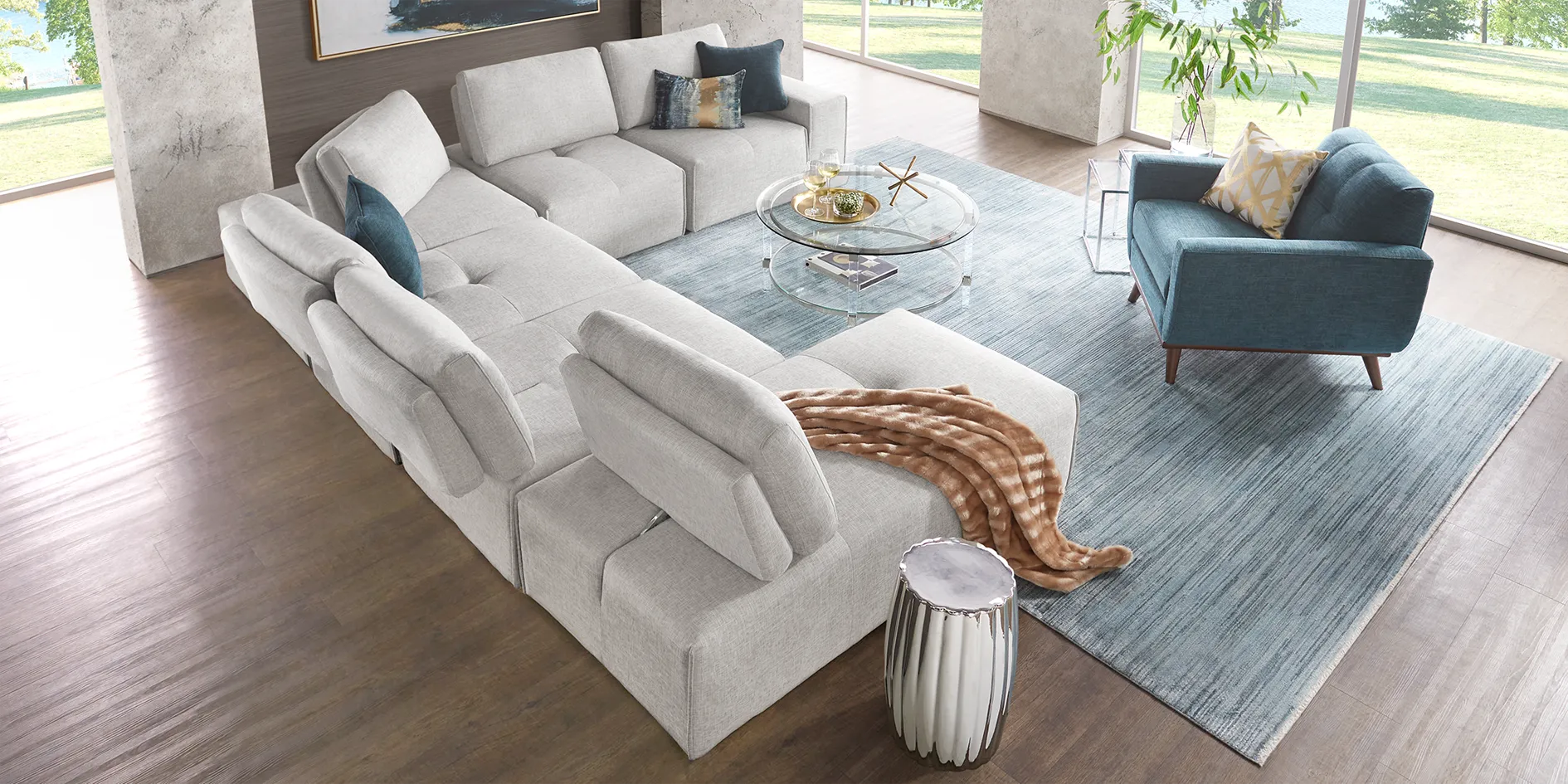 Laney Park Light Gray 9 Pc Sectional Living Room - Thumbnail - Image 2