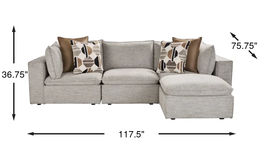 Langford Park Beige Chenille,Plush,Woven Fabric,Plush 4 Pc