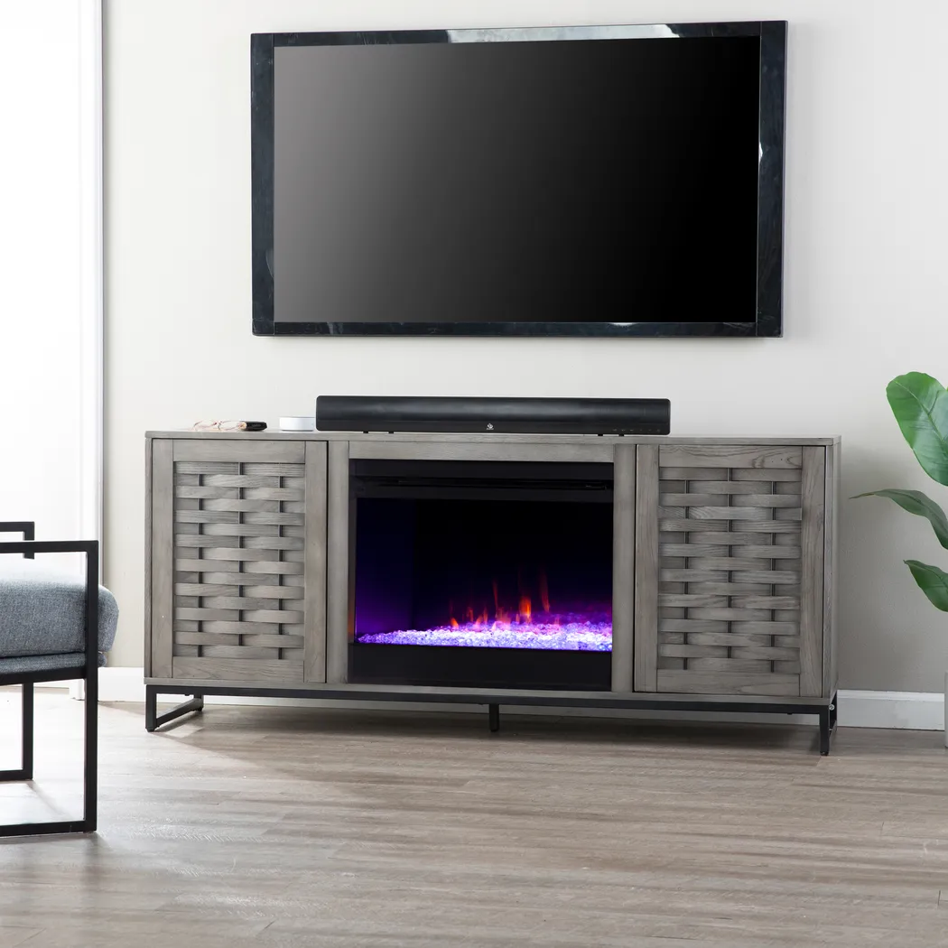 Laniden Gray 58 in. Console with Electric Fireplace - Image 2