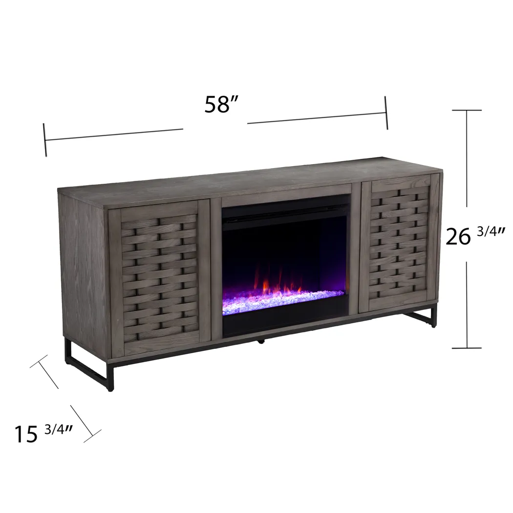 Laniden Gray 58 in. Console with Electric Fireplace - Image 3