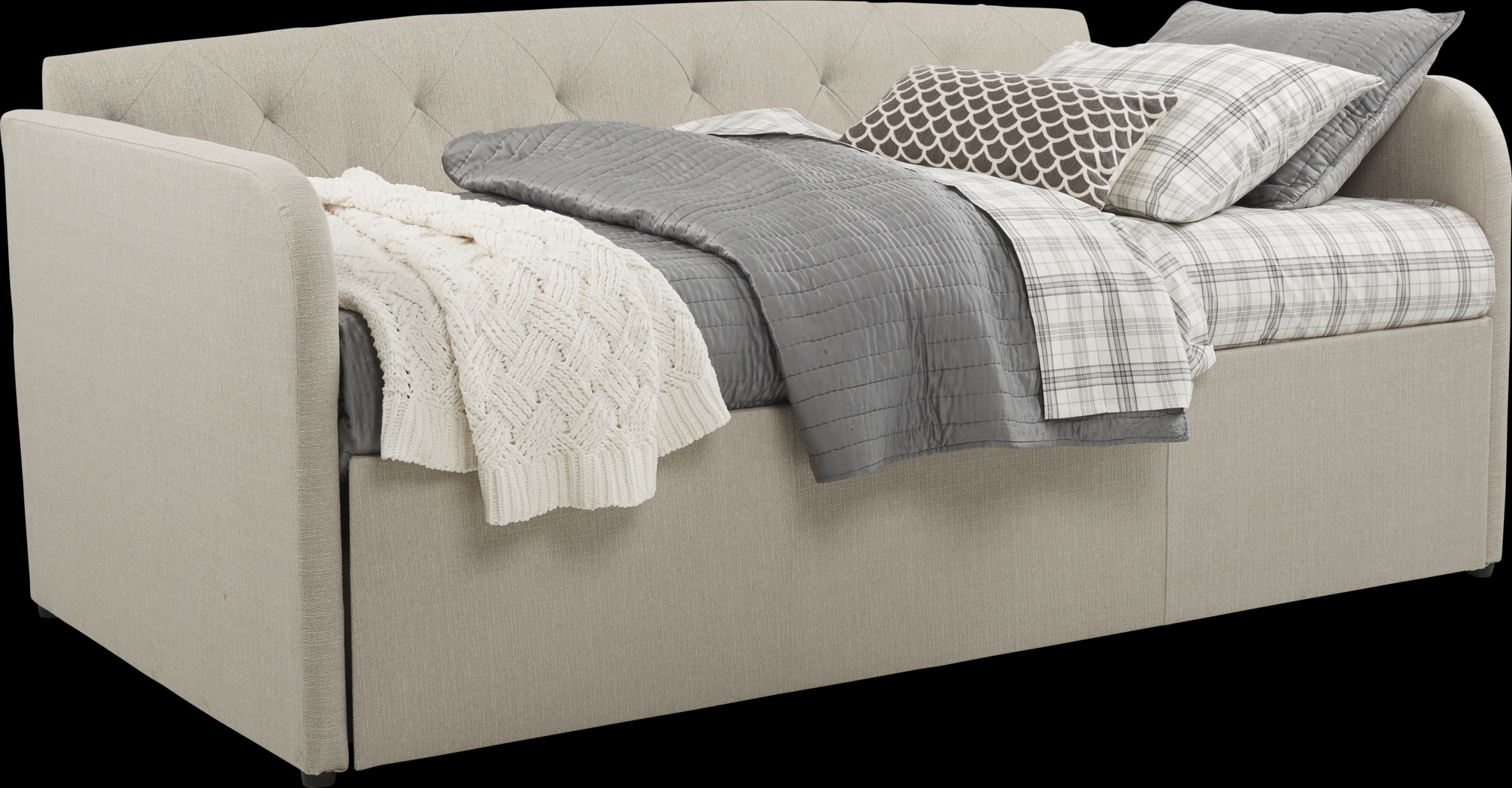 Lanie Beige Tufted Daybed - Thumbnail - Image 1