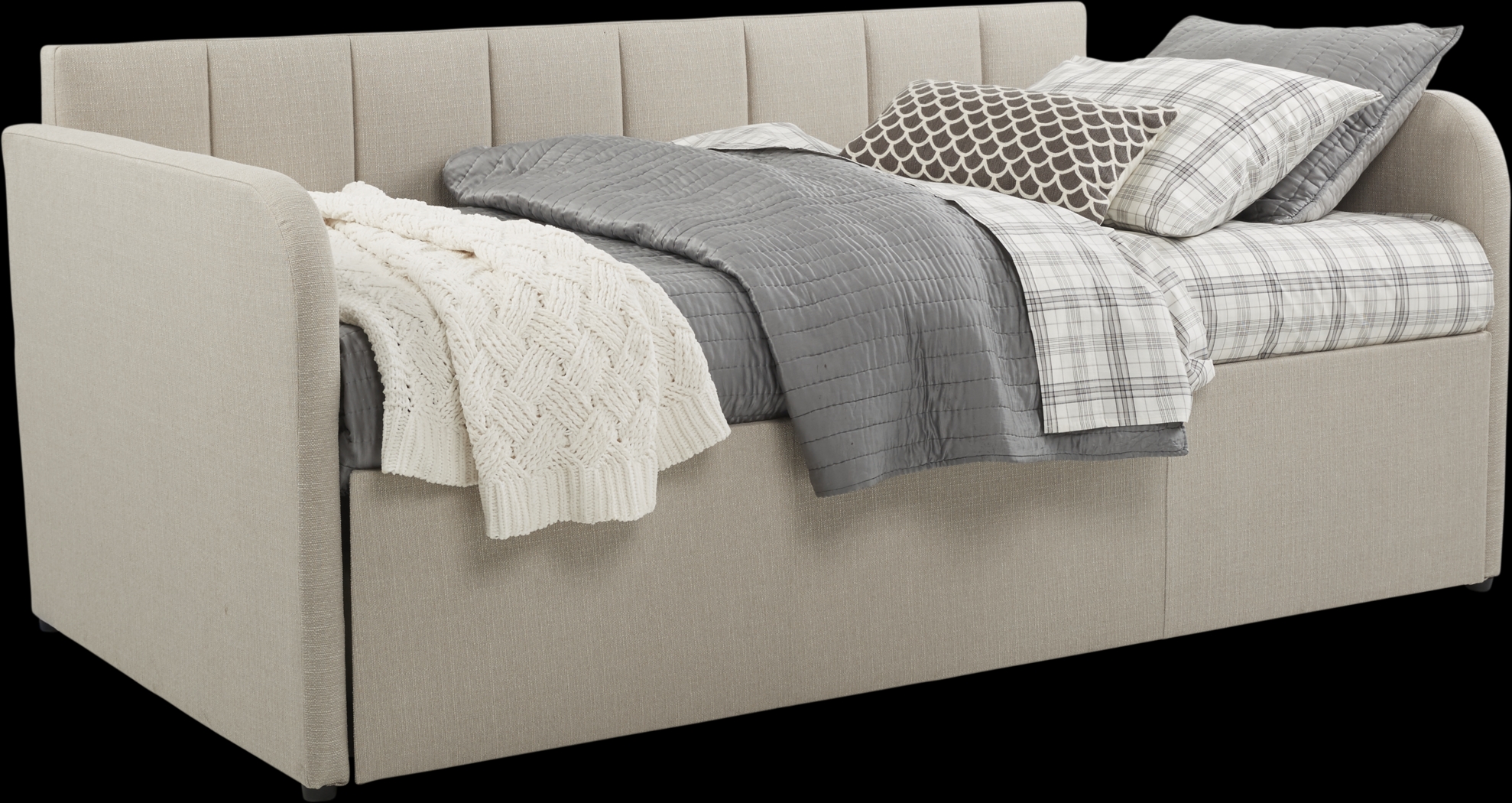 Lanie Beige Vertical Channel Daybed - Thumbnail - Image 1