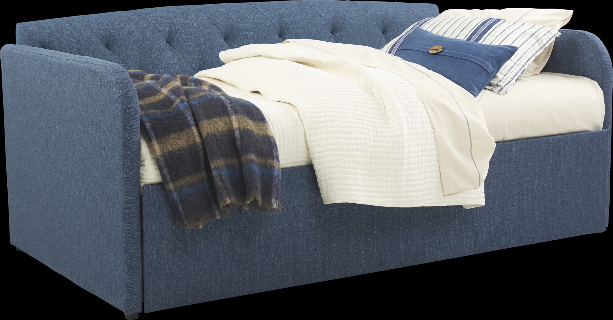 Lanie Blue Tufted Daybed with Trundle - Thumbnail - Image 1