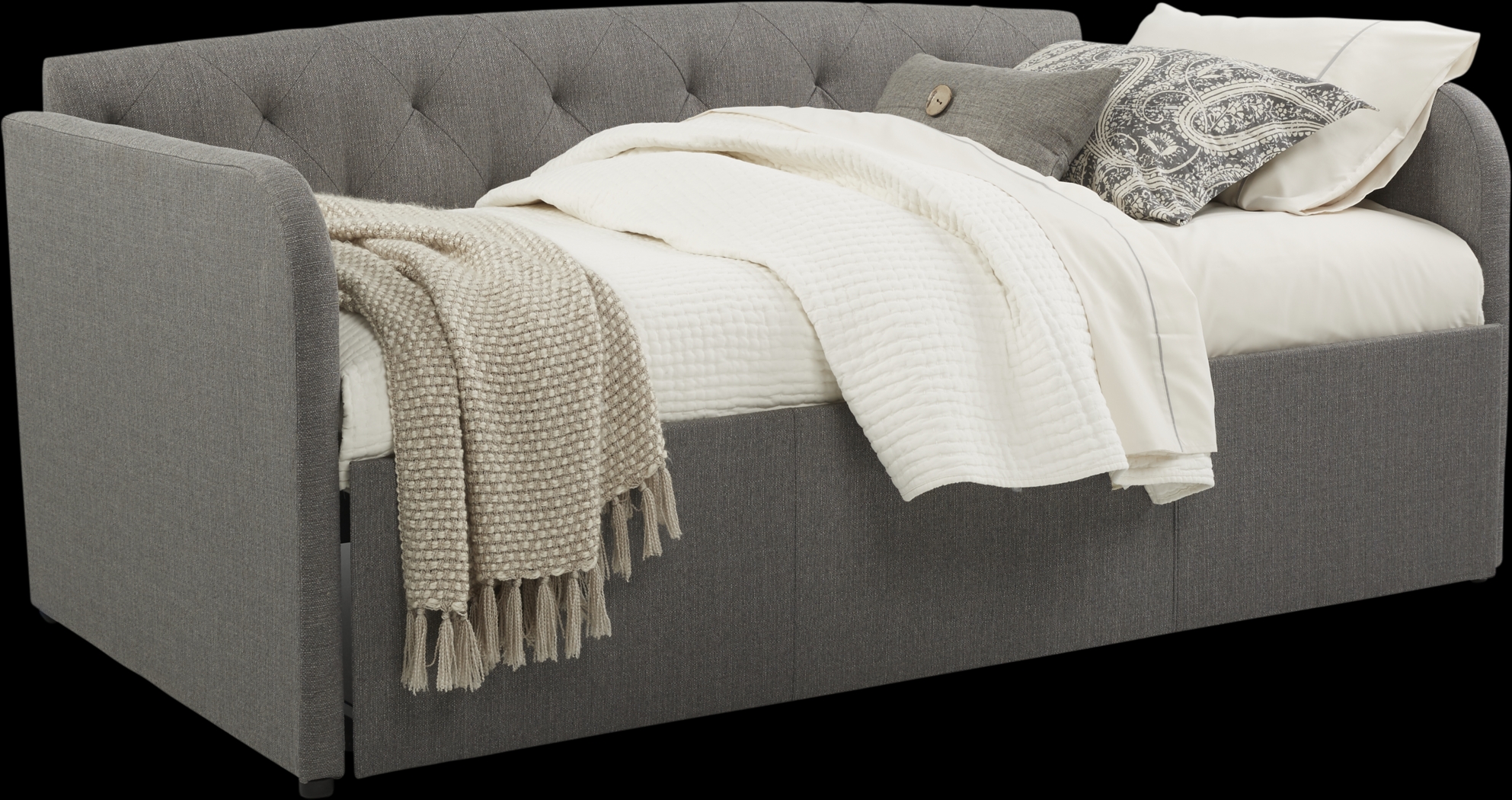 Lanie Gray Tufted Daybed with Trundle - Thumbnail - Image 1