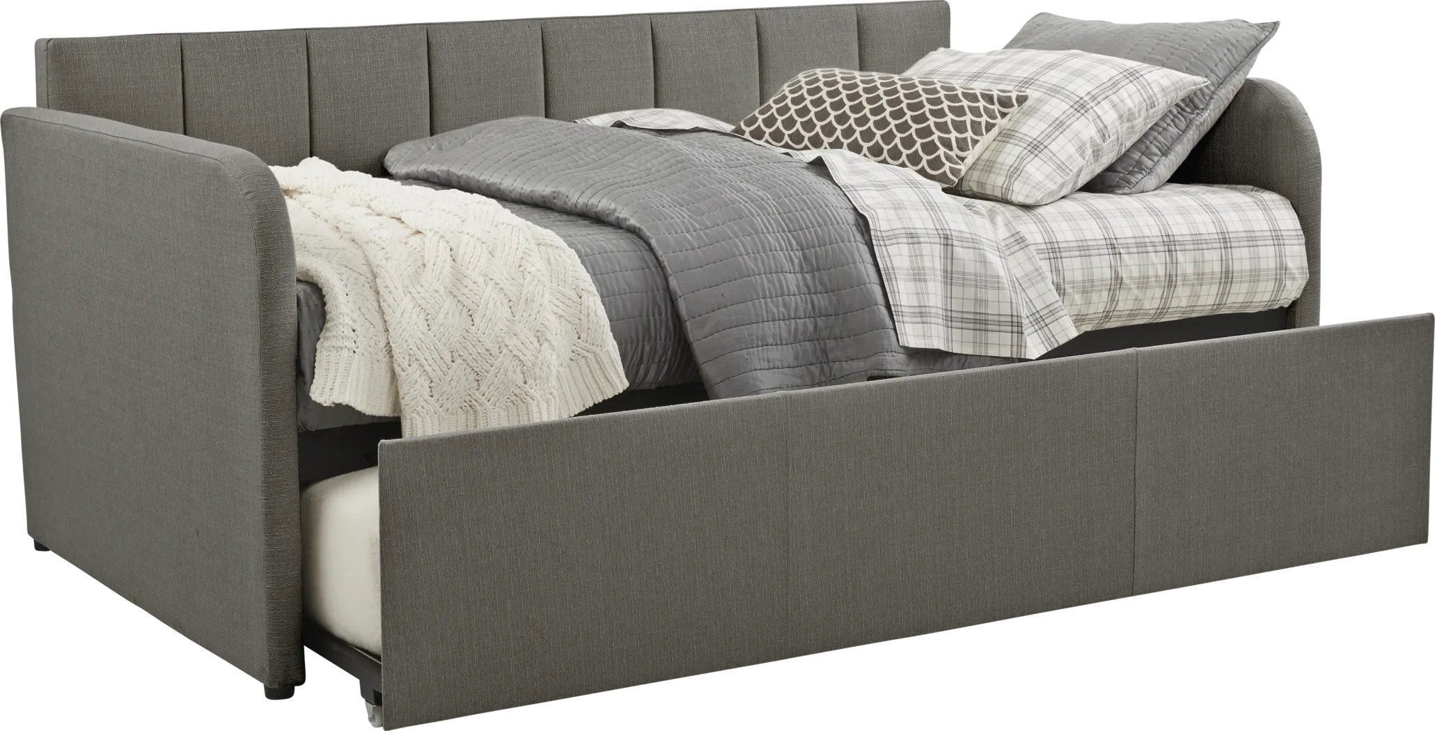 Lanie Gray Vertical Channel Daybed with Trundle - Thumbnail - Image 2