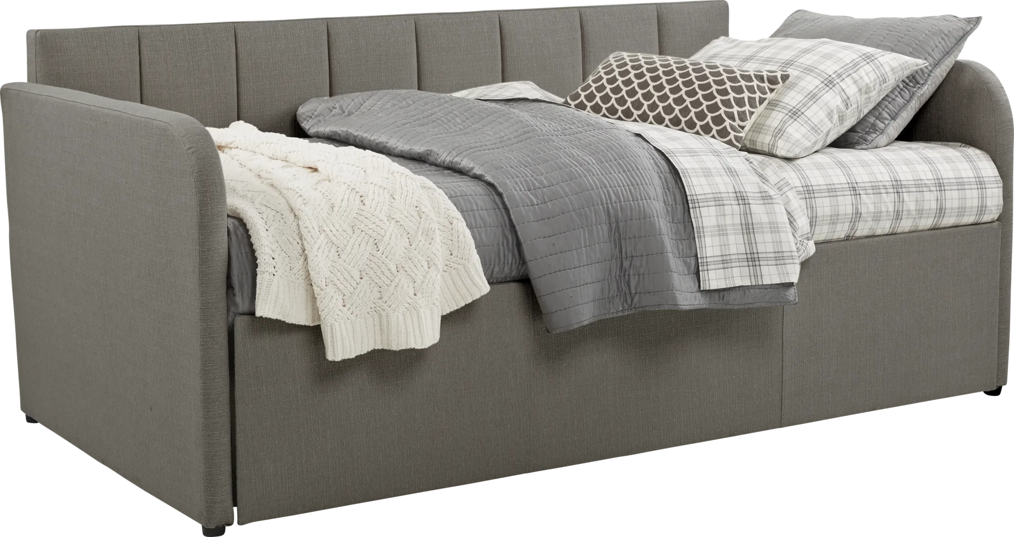 Lanie Gray Vertical Channel Daybed with Trundle - Thumbnail - Image 1