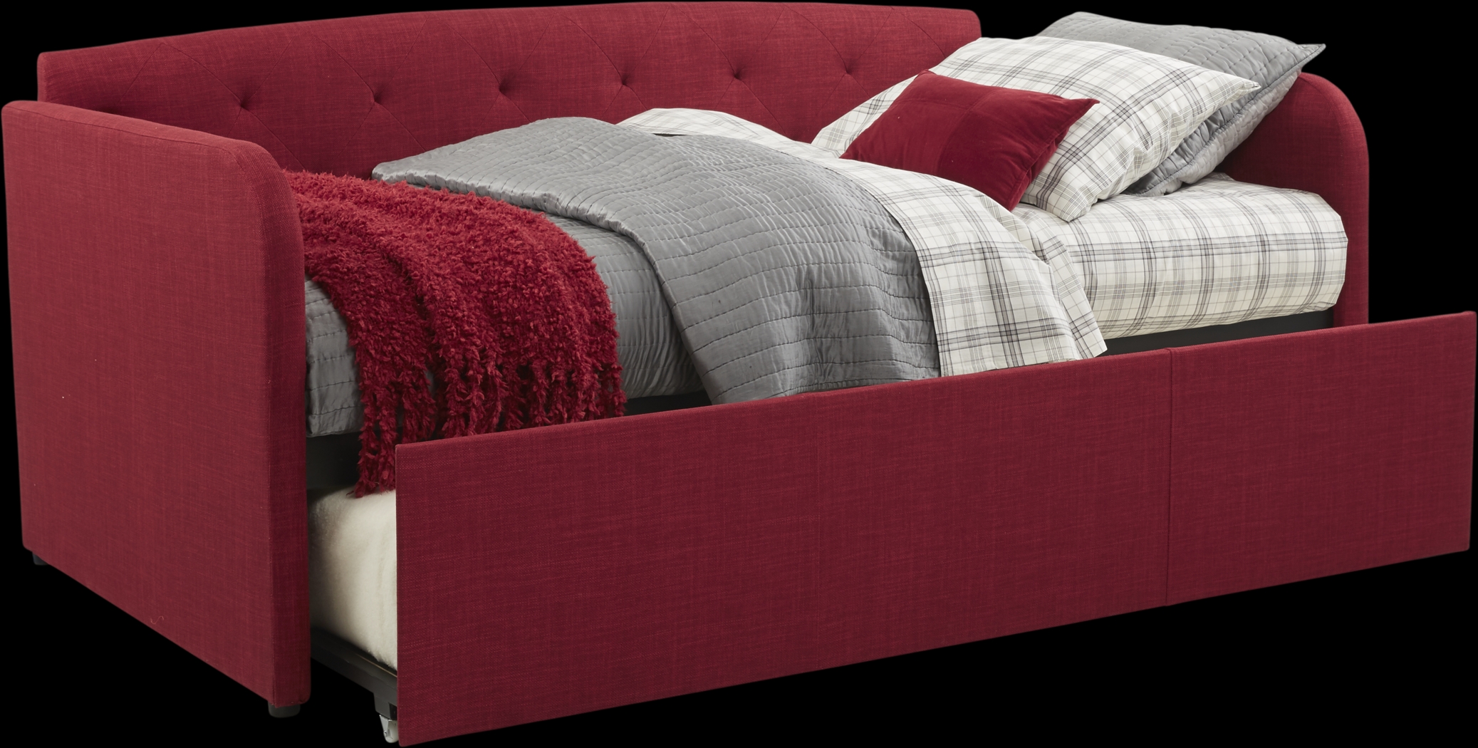 Lanie Red Tufted Daybed with Trundle - Thumbnail - Image 2
