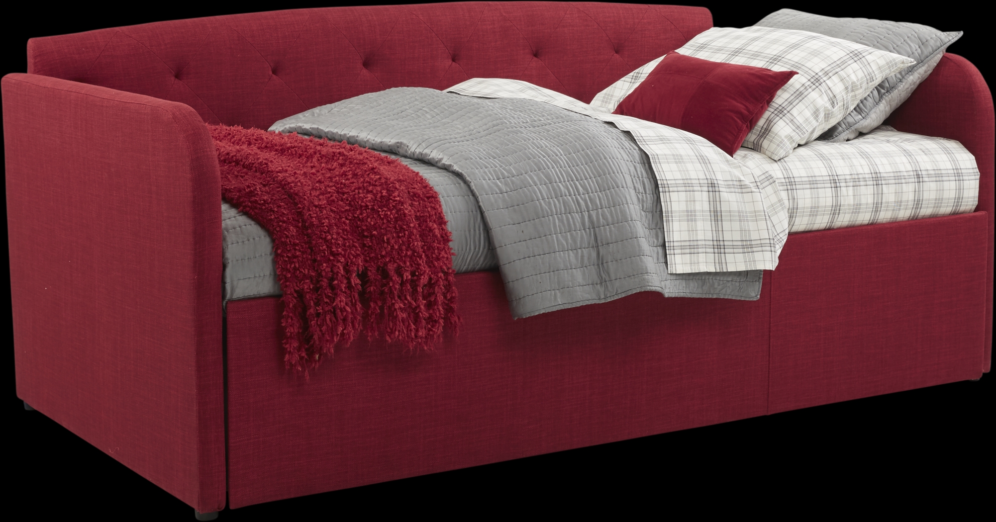 Lanie Red Tufted Daybed with Trundle - Thumbnail - Image 1