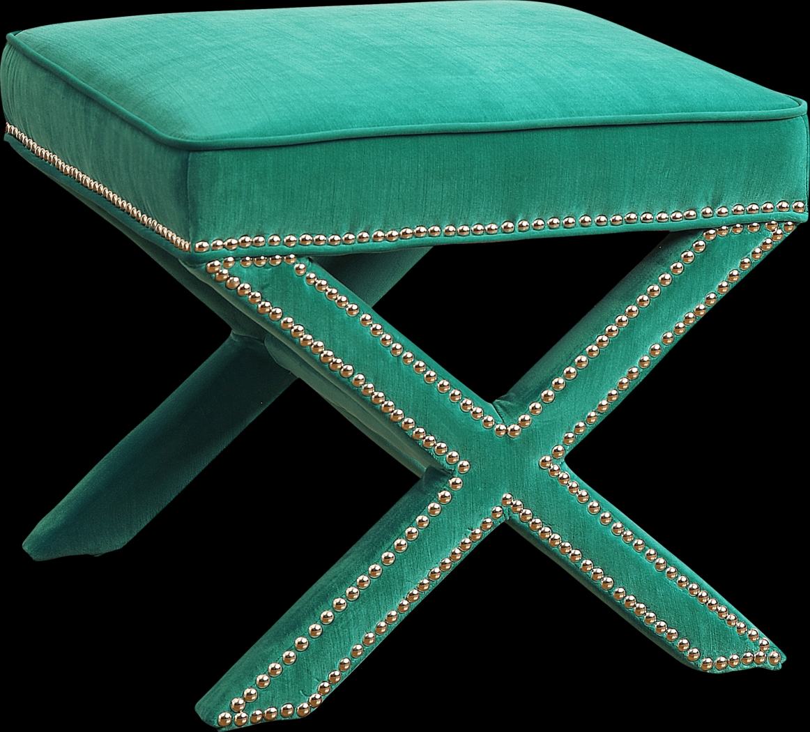 Lanier Aqua Ottoman - Thumbnail - Image 1