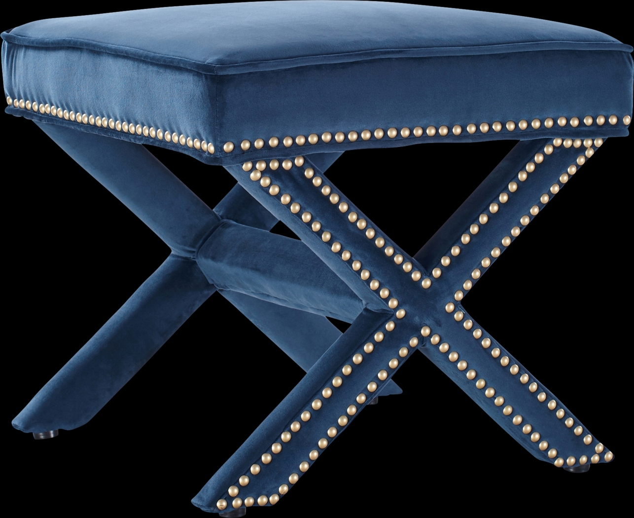 Lanier Blue Ottoman - Thumbnail - Image 1