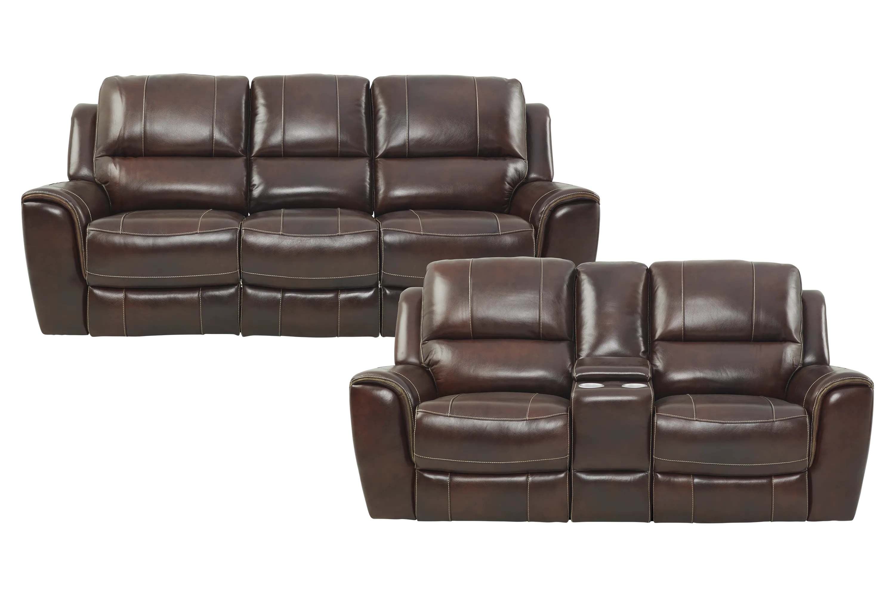 Lanzo Gray Leather 2 Pc Reclining Living Room - Thumbnail - Image 1