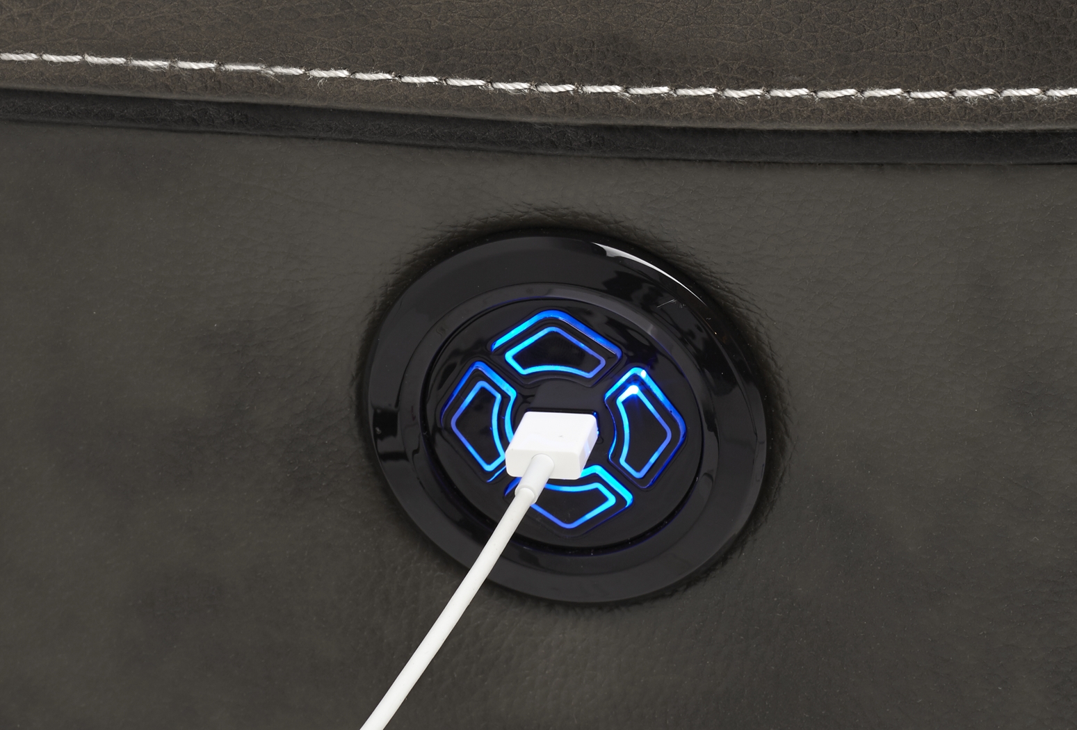 Lanzo Gray Leather Dual Power Reclining Sofa - Thumbnail - Image 4