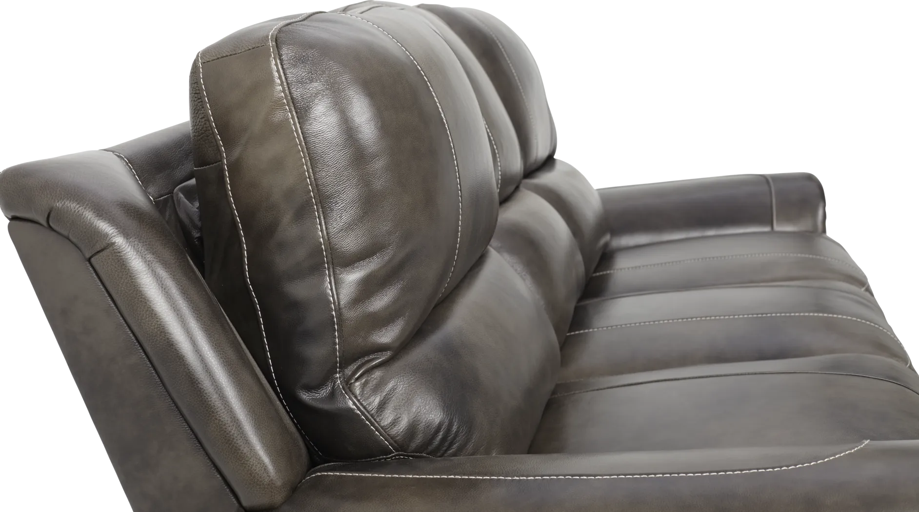 Lanzo Gray Leather Dual Power Reclining Sofa - Image 5