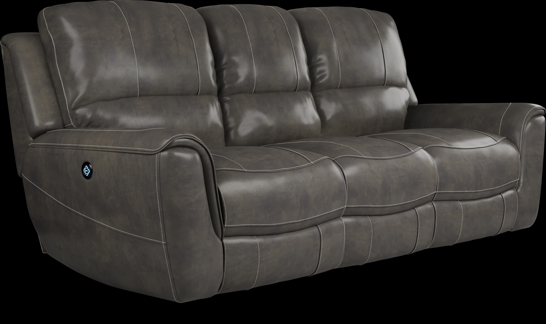 Lanzo Gray Leather Dual Power Reclining Sofa - Thumbnail - Image 3