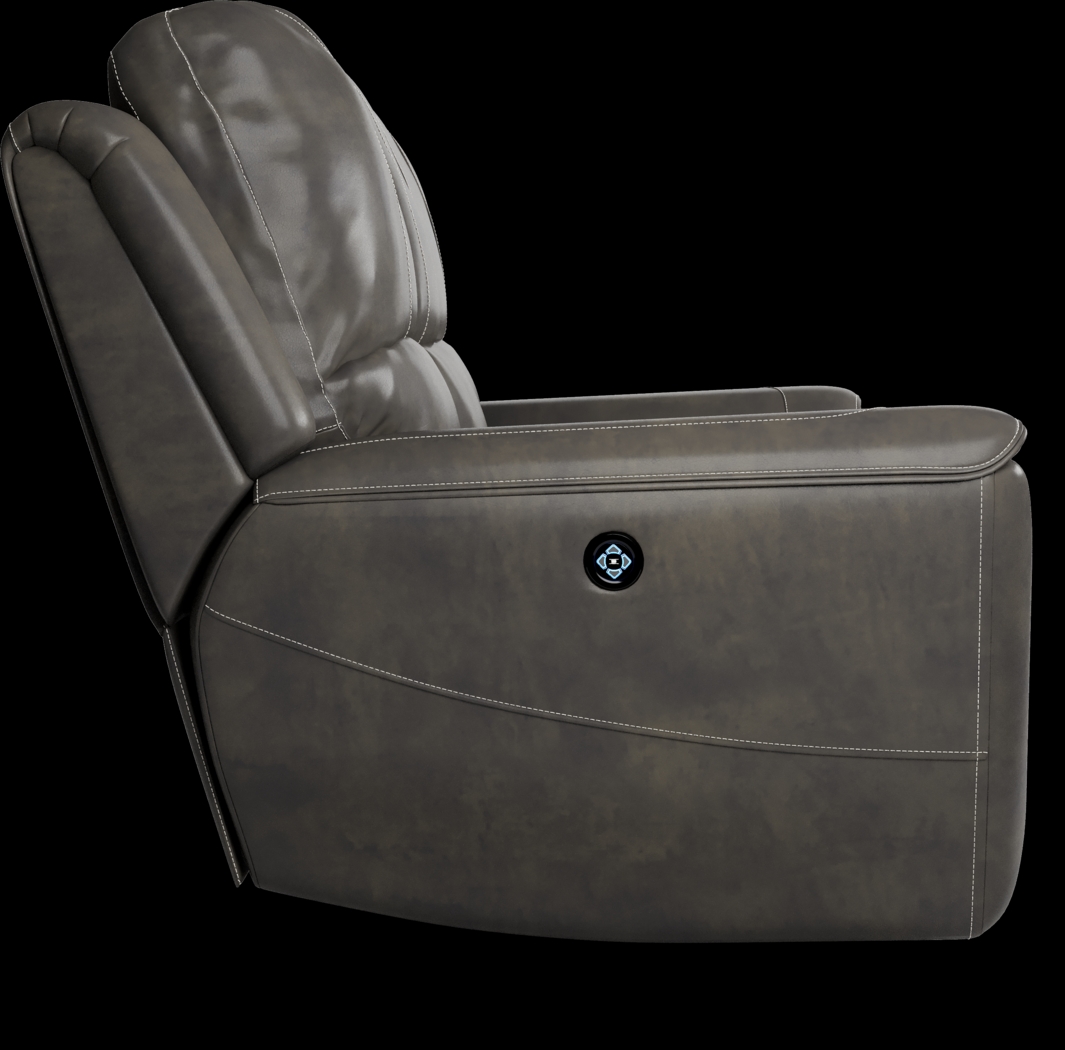 Lanzo Gray Leather Dual Power Reclining Sofa - Thumbnail - Image 4