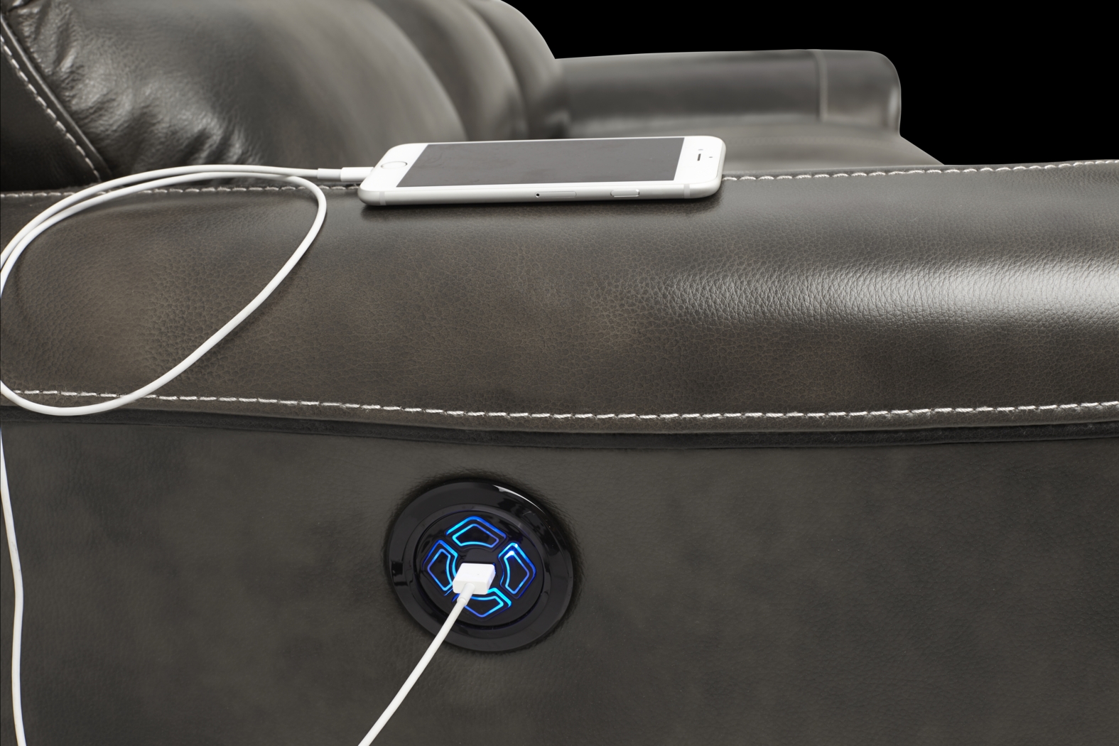 Lanzo Gray Leather 2 Pc Reclining Living Room - Thumbnail - Image 7