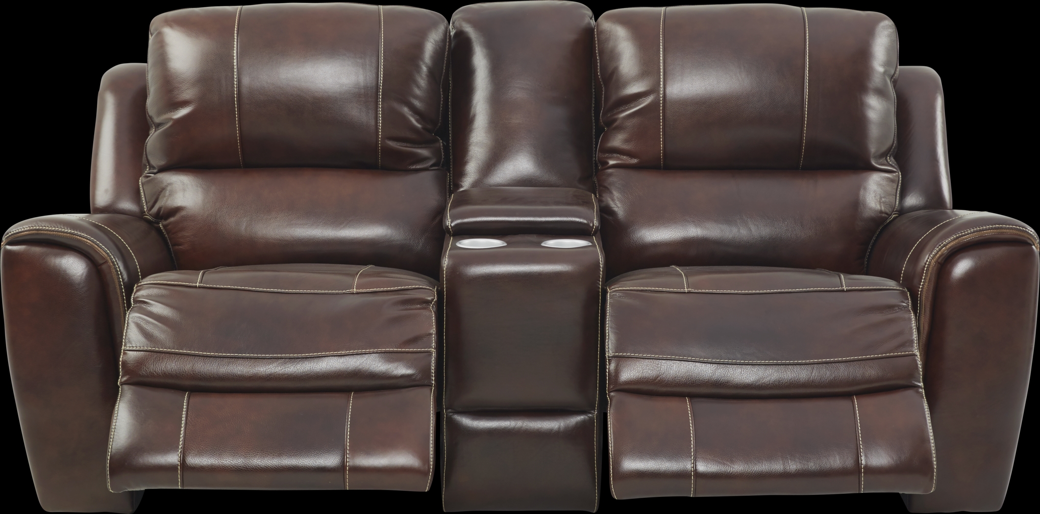 Lanzo Merlot Leather Dual Power Reclining Console Loveseat - Thumbnail - Image 2