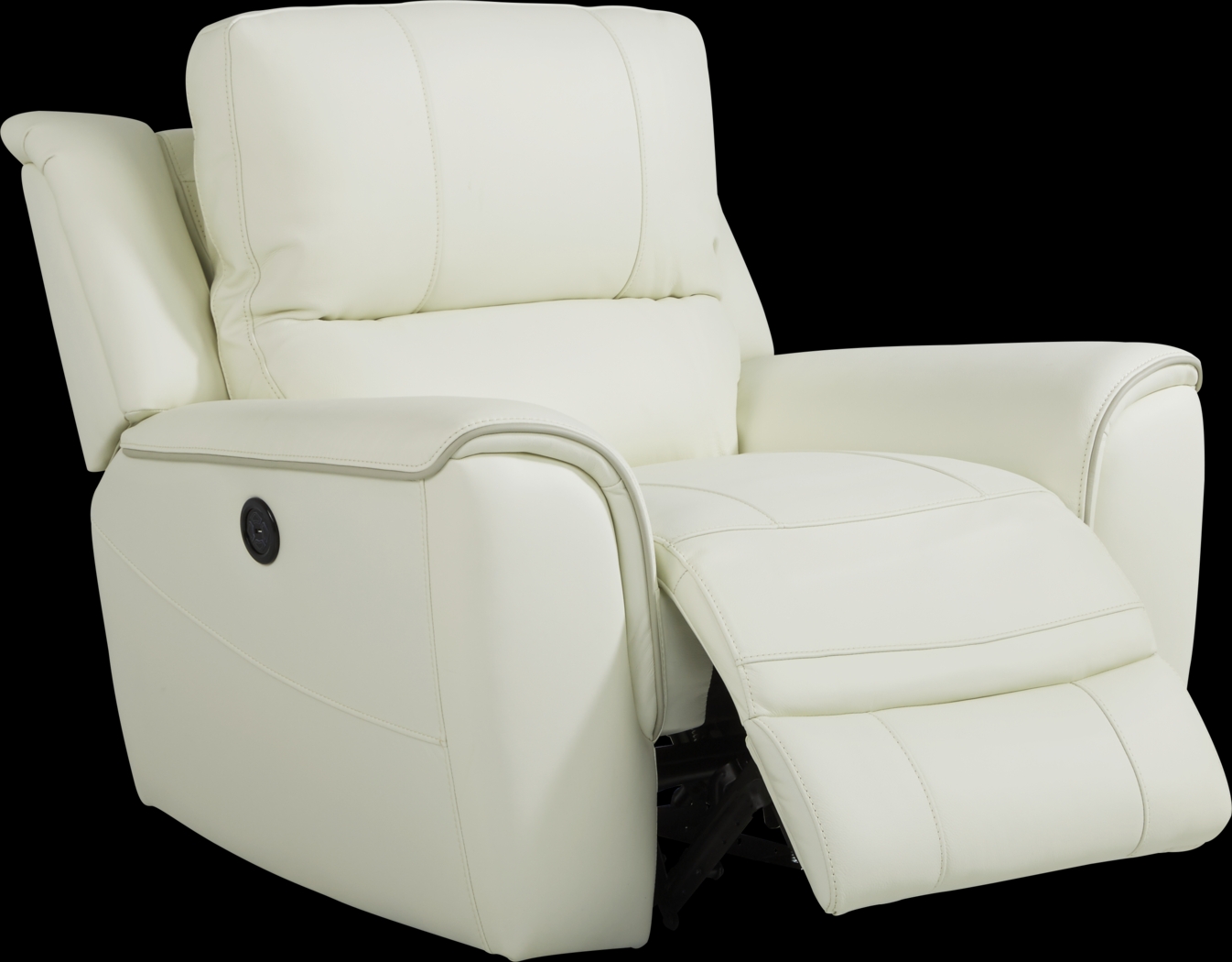 Lanzo Off-White Leather Dual Power Recliner - Thumbnail - Image 2