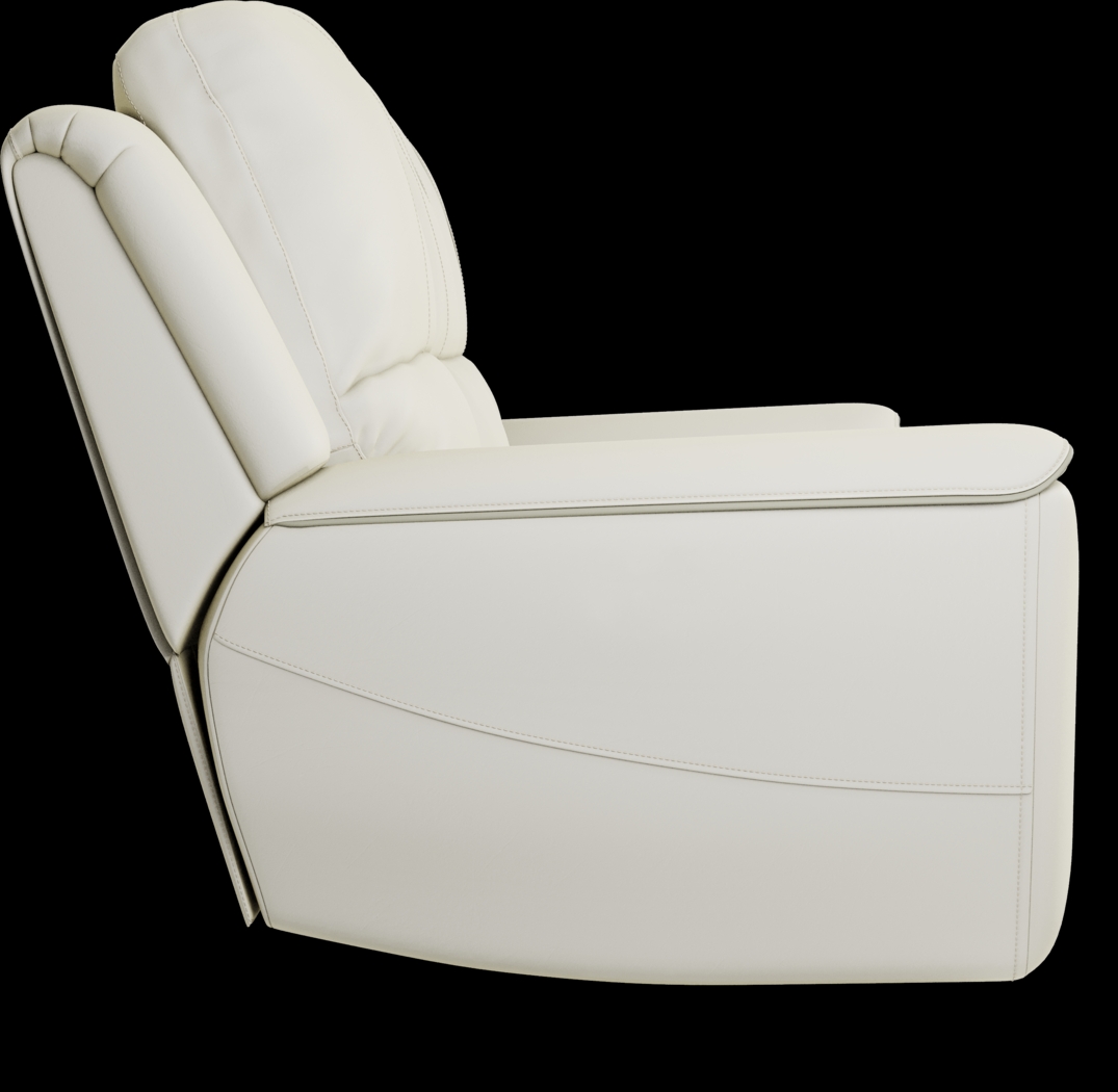 Lanzo Off-White Leather 3 Pc Living Room with Reclining Sofa - Thumbnail - Image 4