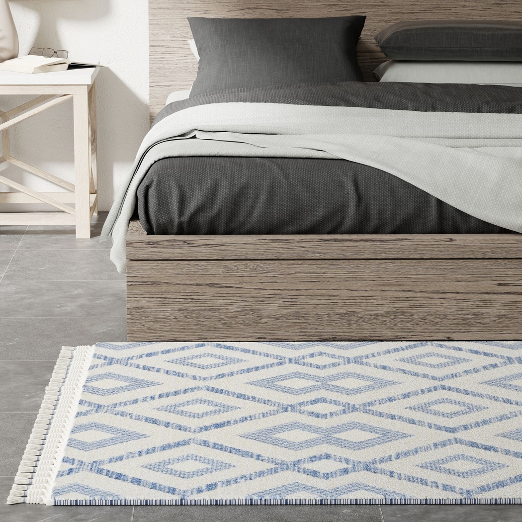 Laozui White/Blue 5' x 7' Rug - Thumbnail - Image 3