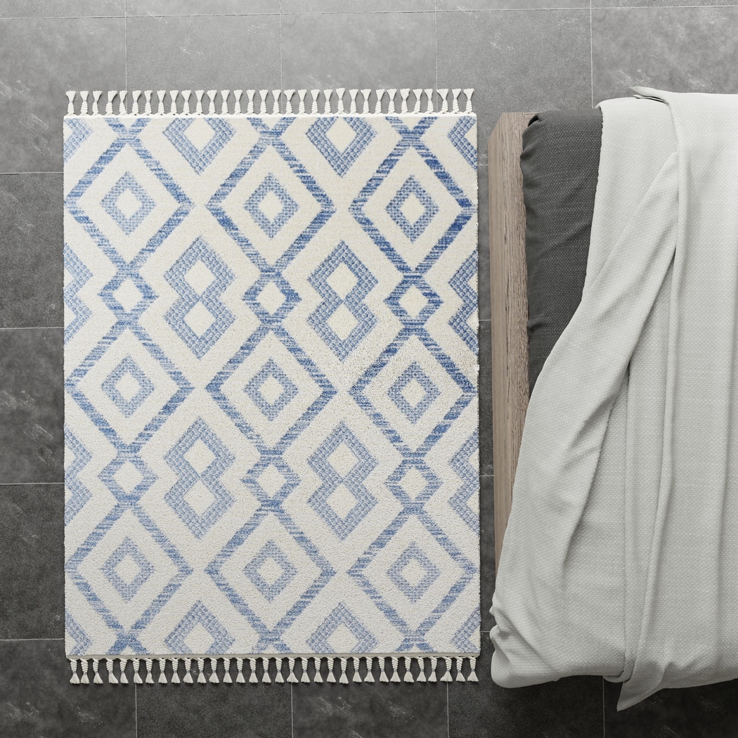 Laozui White/Blue 5' x 7' Rug - Thumbnail - Image 5