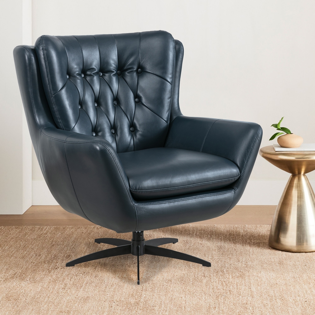 Lapua Blue Swivel Accent Chair - Thumbnail - Image 2