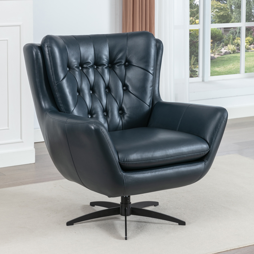 Lapua Blue Swivel Accent Chair - Thumbnail - Image 3