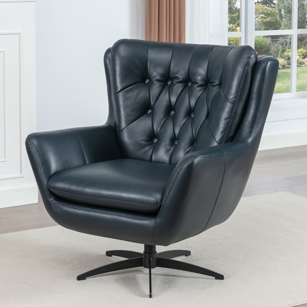 Lapua Blue Swivel Accent Chair - Thumbnail - Image 5