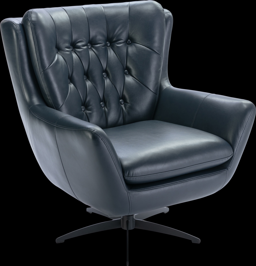Lapua Blue Swivel Accent Chair - Thumbnail - Image 1