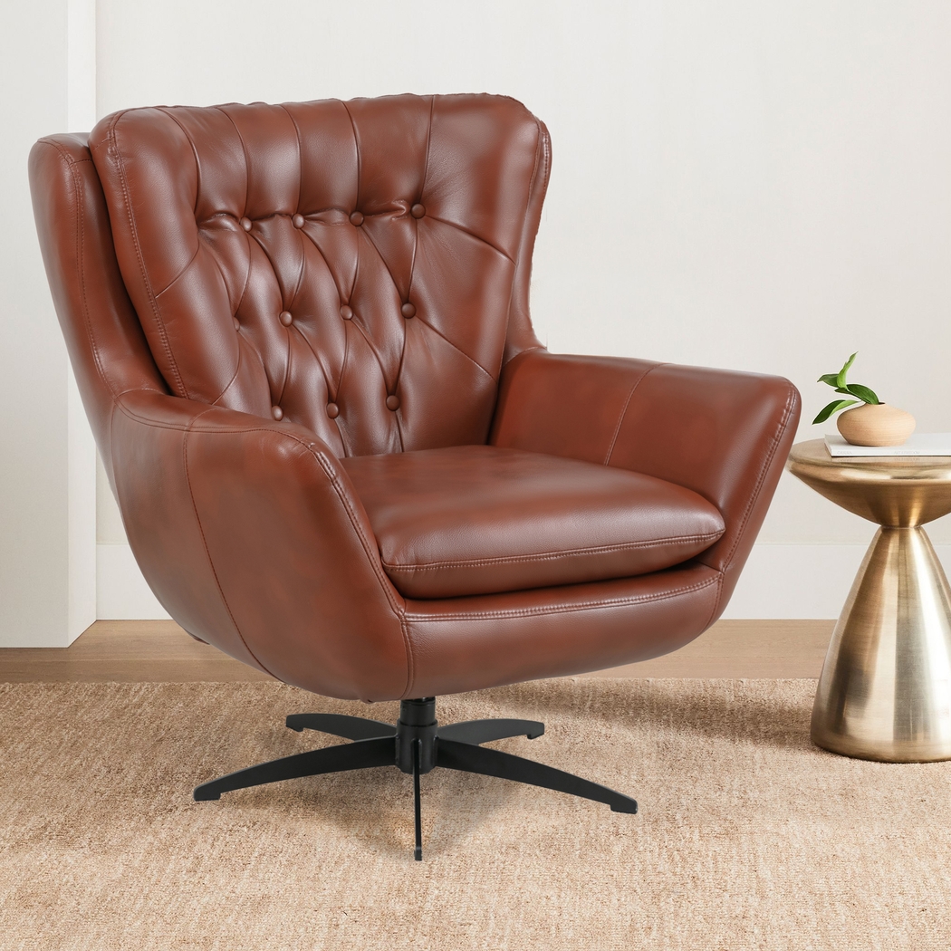 Lapua Brown Swivel Accent Chair - Thumbnail - Image 2