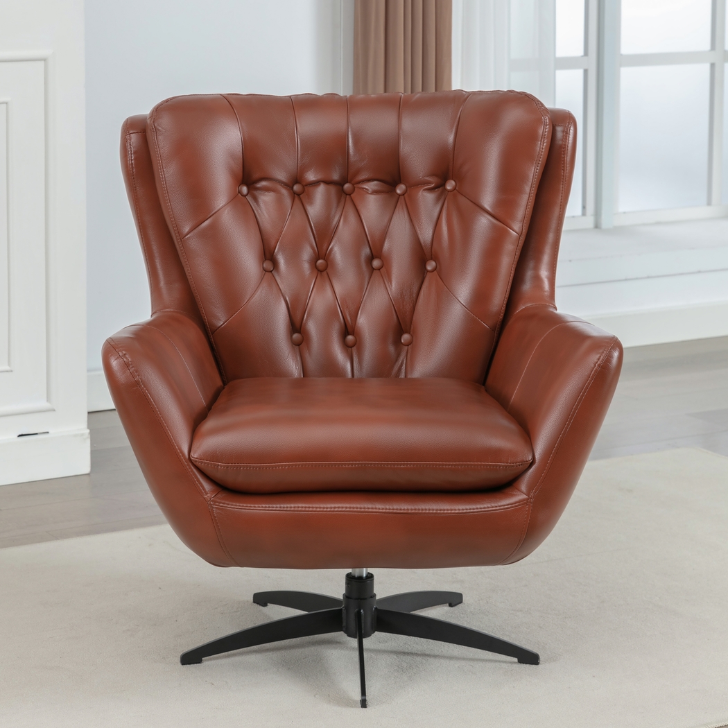 Lapua Brown Swivel Accent Chair - Thumbnail - Image 3