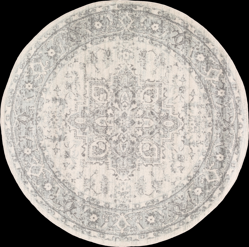 Lara Elle Gray 5'3 Round Rug - Thumbnail - Image 1