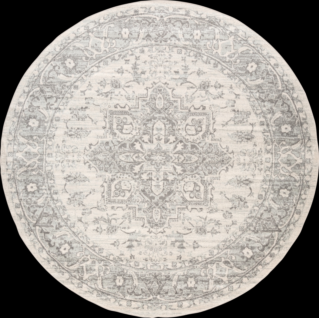 Lara Elle Gray 7'10 Round Rug - Thumbnail - Image 1