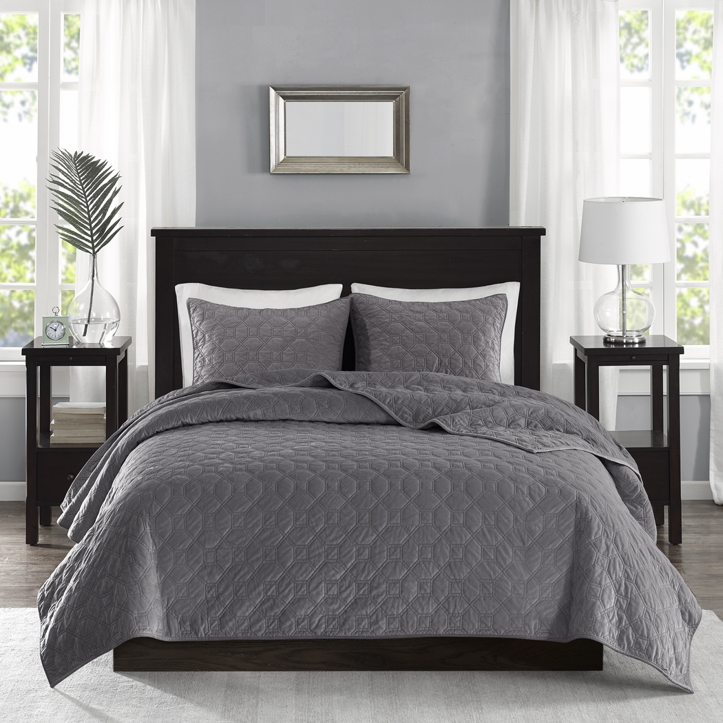 Larah Gray 3 Pc Queen Coverlet Set - Thumbnail - Image 1