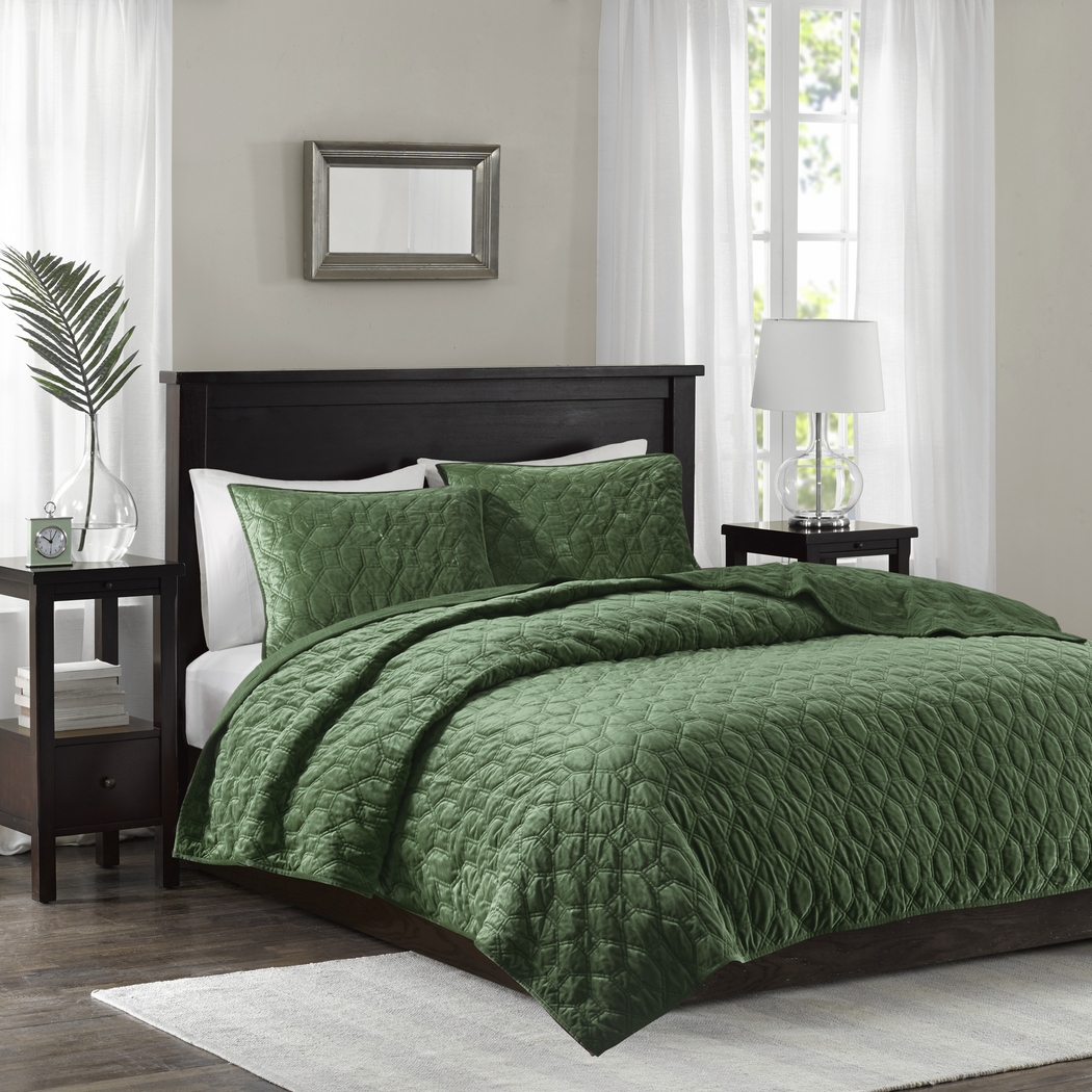 Larah Green 3 Pc King Coverlet Set - Thumbnail - Image 2