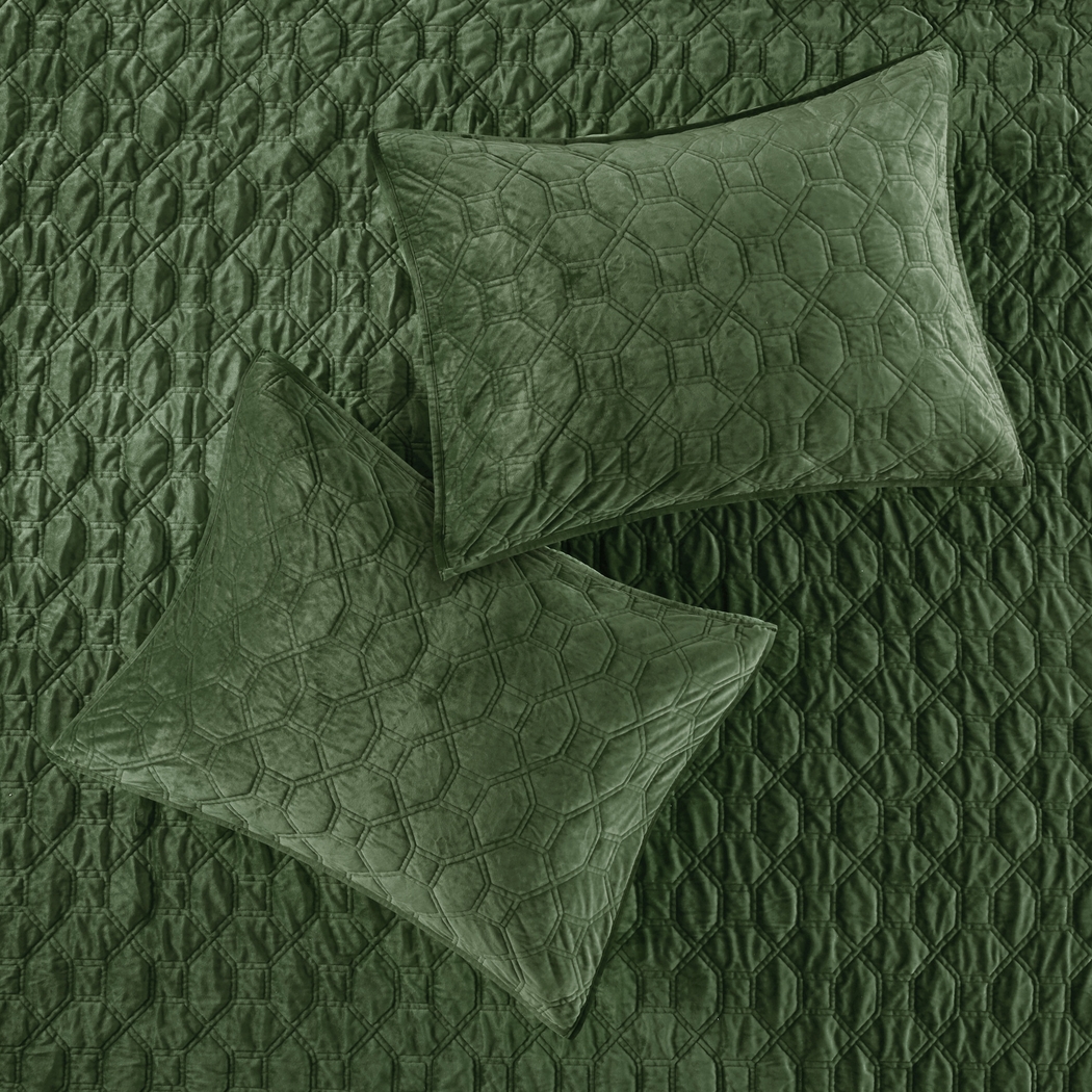 Larah Green 3 Pc Queen Coverlet Set - Thumbnail - Image 4