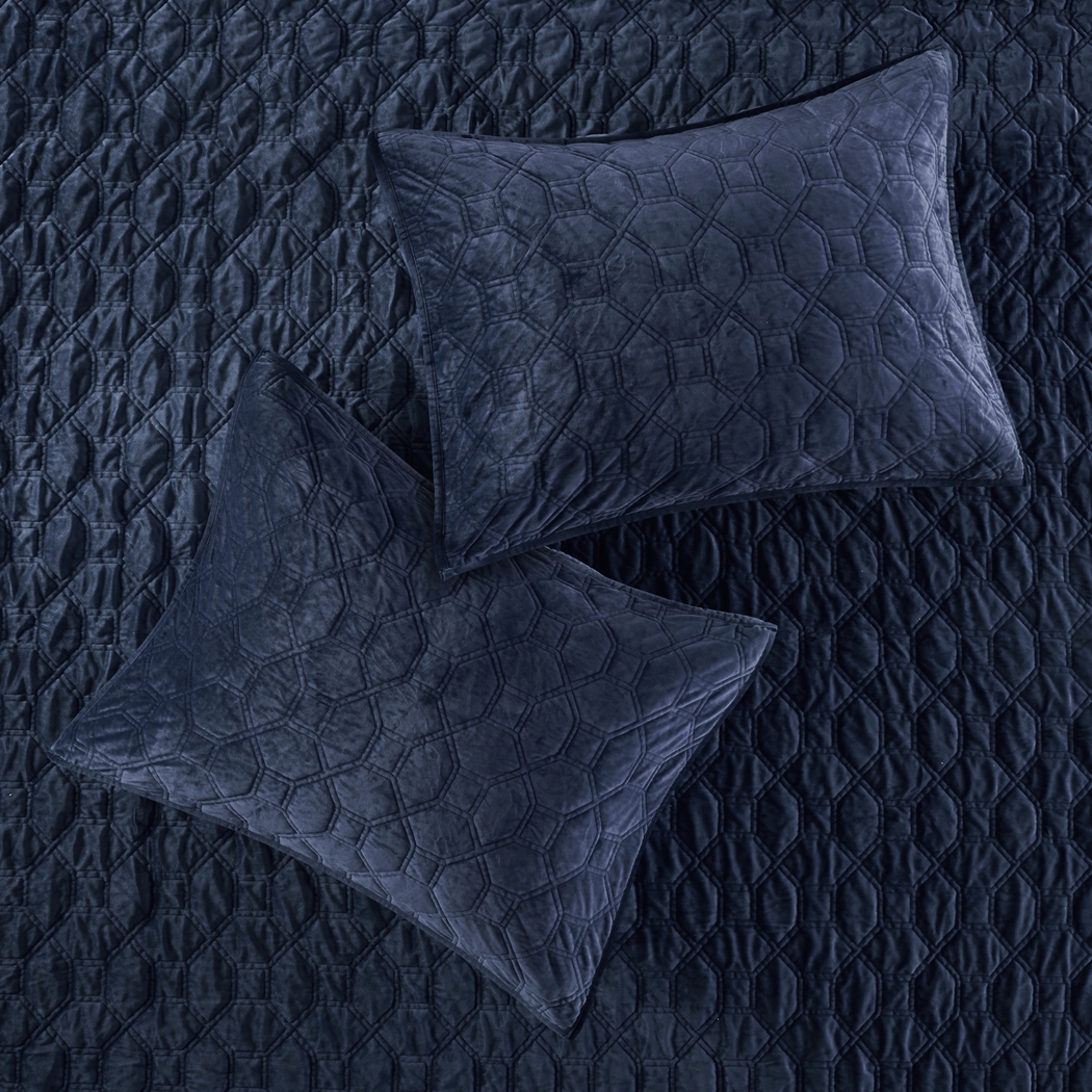 Larah Navy 3 Pc King Coverlet Set - Thumbnail - Image 4