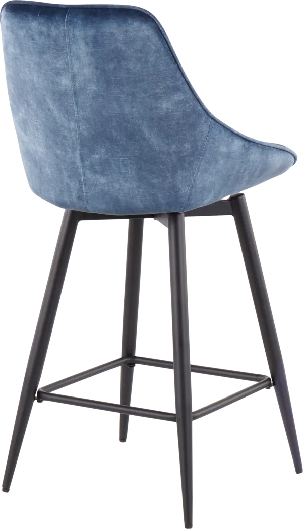 Laramore Blue Velvet Counter Height Stool, Set of 2 - Thumbnail - Image 4