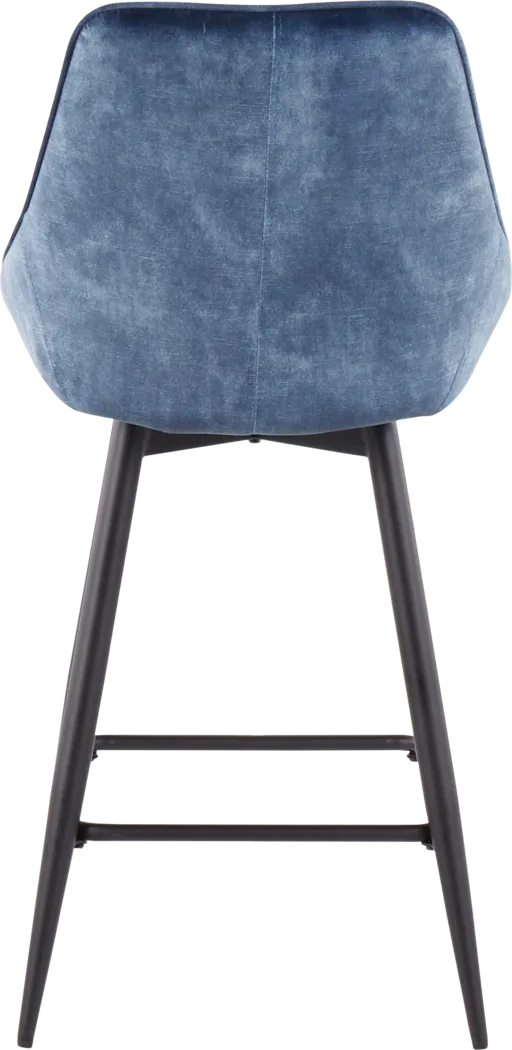 Laramore Blue Velvet Counter Height Stool, Set of 2 - Thumbnail - Image 5